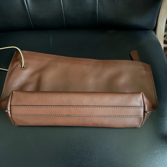 Orsetto Brown Smooth Super Luxurious Leather Clutch w/Gold Hardware Asymmetrical - Picture 11 of 12